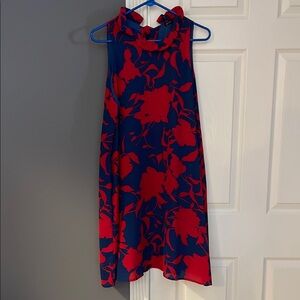 Floral Dress - Red and Blue